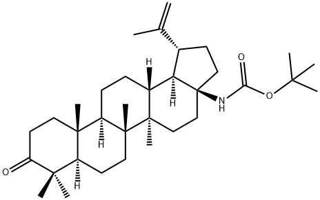 tert-butyl ((1R,3aS,5aR,5bR,7aR,11aR,11bR,13aR,13bR)-5a,5b,8,8,11a-pentamethyl-9-oxo-1-(prop-1-en-2-yl)icosahydro-1H-cyclopenta[a]chrysen-3a-yl)carbamate 化学構造式