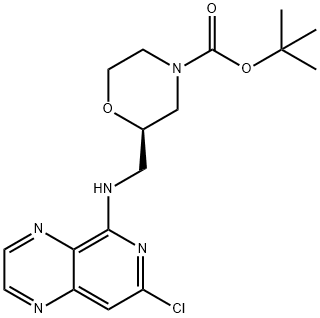 4-Morpholinecarboxylicacid,2-[[(7-chloropyrido[3,4-b]pyrazin-5-yl)amino]methyl]-,1,1-dimethylethylester Struktur