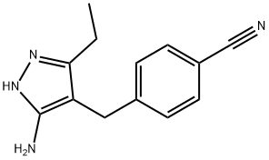 4-[(5-amino-3-ethyl-1H-pyrazol-4-yl)methyl]benzonitrile Structure