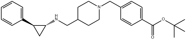 tert-butyl 4-((4-((((1R,2S)-2-phenylcyclopropyl)amino)methyl)piperidin-1-yl)methyl)benzoate(WXG00869) 结构式