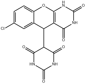 5-(6-Chloro-2,4-dioxo-1,3,4,10-tetrahydro-2H-9-oxa-1,3-diaza-anthracen-10-yl)-pyrimidine-2,4,6-trione Struktur