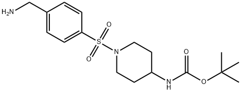 tert-Butyl (1-((4-(aminomethyl)phenyl)sulfonyl)piperidin-4-yl)carbamate 结构式