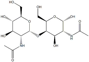 2-(Acetylamino)-4-O-[2-(acetylamino)-2-deoxy-alpha-D-glucopyranosyl]-2-deoxy-alpha-D-galactopyranose Struktur