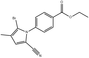 Ethyl 4-(2-bromo-5-cyano-3-methyl-1H-pyrrol-1-yl)benzoate 结构式