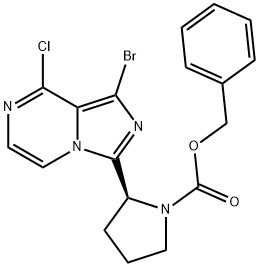 (S)-苄基 2-(1-溴-8-氯咪唑并[1,5-A]吡嗪-3-基)吡咯烷-1-羧酸, 1420478-87-0, 结构式