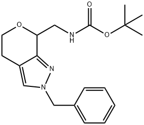 叔-丁基 ((2-苯甲基-2,4,5,7-四氢吡喃并[3,4-C]吡唑-7-基)甲基)氨基甲酯, 1422344-07-7, 结构式