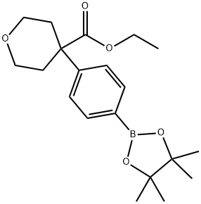 ethyl 4-(4-(4,4,5,5-tetramethyl-1,3,2-dioxaborolan-2-yl)phenyl)tetrahydro-2H-pyran-4-carboxylate 结构式