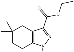 5,5-ジメチル-4,5,6,7-テトラヒドロ-1H-インダゾール-3-カルボン酸エチル 化学構造式