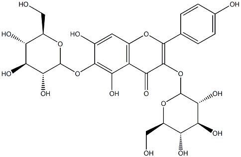 6-羟基山奈酚 3,6-二葡萄糖苷, 142674-16-6, 结构式