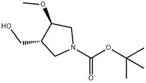 (3R,4R)-3-(羟甲基)-4-甲氧基吡咯烷-1-羧酸叔丁酯 结构式