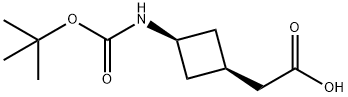 2-[cis-3-{[(tert-butoxy)carbonyl]amino}cyclobutyl]acetic acid, 1434141-68-0, 结构式