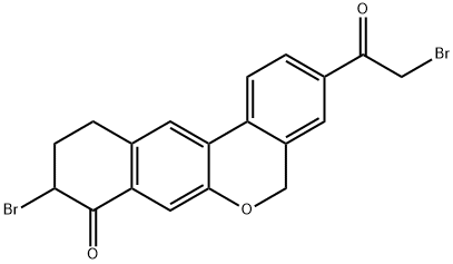 9-ブロモ-3-(2-ブロモアセチル)-10,11-ジヒドロ-5H-ジベンゾ[C,G]クロメン-8(9H)-オン 化学構造式