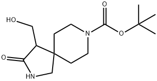 Tert-Butyl 4-(Hydroxymethyl)-3-Oxo-2,8-Diazaspiro[4.5]Decane-8-Carboxylate Struktur