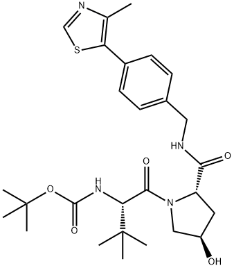 叔-丁基 ((S)-1-((2S,4R)-4-羟基-2-((4-(4-甲基噻唑-5-基)苯甲基)氨基羰基)吡咯烷-1-基)-3,3-二甲基-1-氧亚基丁烷-2-基)氨基甲酯, 1448189-98-7, 结构式