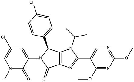 (6S)-5-(5-chloro-1,2-dihydro-1-methyl-2-oxo-3-pyridinyl)-6-(4-chlorophenyl)-2-(2,4-dimethoxy-5-pyrimidinyl)-5,6-dihydro-1-(1-methylethyl)-Pyrrolo[3,4-d]imidazol-4(1H)-one Structure