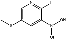 [2-Fluoro-5-(methylsulfanyl)pyridin-3-yl]boronic acid,1451392-59-8,结构式