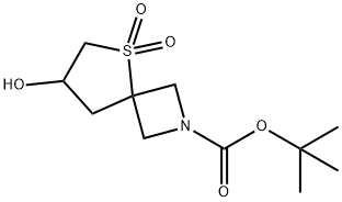 7-Hydroxy-5-thia-2-azaspiro[3.4]octane-2-carboxylic acid-5,5-dioxide 1,1-dimethylethyl ester Struktur