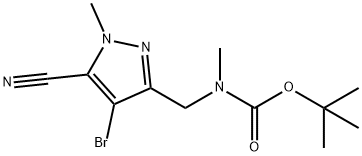 tert-butyl((4-bromo-5-cyano-1-methyl-1H-pyrazol-3-yl)methyl)(methyl)carbamate Struktur