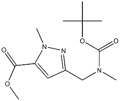 methyl 3-(((tert-butoxycarbonyl)(methyl)amino)methyl)-1-methyl-1H-pyrazole-5-carboxylate Structure