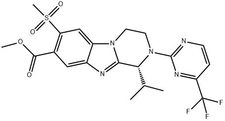 (R)-methyl 1-isopropyl-7-(methylsulfonyl)-2-(4-(trifluoromethyl)pyrimidin-2-yl)-1,2,3,4-tetrahydrobenzo[4,5]imidazo[1,2-a]pyrazine-8-carboxylate Structure