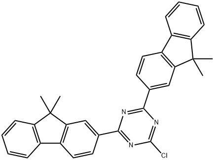 2-chloro-4,6-bis(9,9-dimethyl-9H-fluoren-2yl)-1,3,5-Triazine Struktur