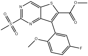 7-(5-氟-2-甲氧基苯基)-2-(甲磺酰基)噻吩并[3,2-D]嘧啶-6-羧酸甲酯,1462950-10-2,结构式