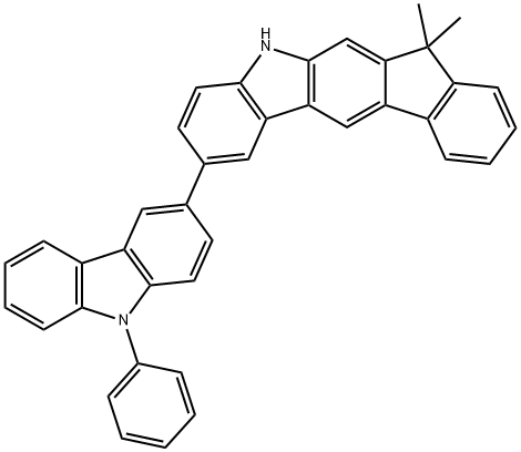 茚并[2,1-B]咔唑,5,7-二氢-7,7-二甲基-2-(9-苯基-9H-咔唑-3-基),1466521-76-5,结构式