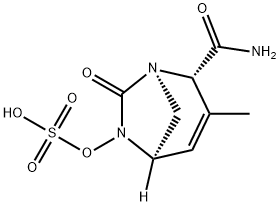 (2S,5R)-2-carbamoyl-3-methyl-7-oxo-1,6-diazabicyclo[3.2.1]oct-3-en-6-ylhydrogensulfate 化学構造式