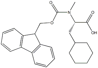 (S)-2-((((9H-Fluoren-9-yl)methoxy)carbonyl)(methyl)amino)-3-cyclohexylpropanoic acid 化学構造式