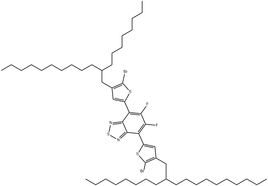 4,7-双(5-溴-4-(2-辛基十二烷基)噻吩-2-基)-5,6-二氟苯并[C][1,2,5]噻二唑, 1504626-07-6, 结构式