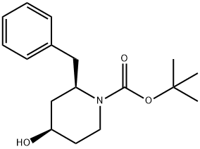 tert-butyl 2-benzyl-4-hydroxypiperidine-1-carboxylate Struktur