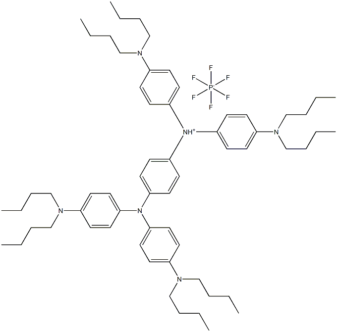 [4-[Bis-(4-dibutylamino-phenyl)-amino]-phenyl]-bis-(4-dibutylamino-phenyl)-ammonium
hexafluorophosphate Structure