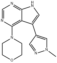 5-(1-Methyl-1H-pyrazol-4-yl)-4-(4-morpholinyl)-7H-Pyrrolo[2,3-d]pyrimidine 化学構造式