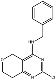 N-benzyl-2-chloro-7,8-dihydro-5H-pyrano[4,3-d]pyrimidin-4-amine 结构式