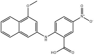 2-(4-メトキシ-2-ナフチルアミノ)-5-ニトロ安息香酸 化学構造式