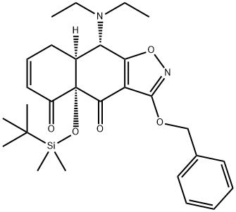 (4aS,8aS,9S)-3-(benzyloxy)-4a-((tert-butyldimethylsilyl)oxy)-9-(diethylamino)-8a,9-dihydronaphtho[2,3-d]isoxazole-4,5(4aH,8H)-dione Structure