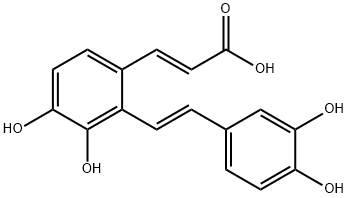 2-Propenoic acid,3-[2-[(1E)-2-(3,4-dihydroxyphenyl)ethenyl]-3,4-dihydroxyphenyl]-, (2E)-
 Structure