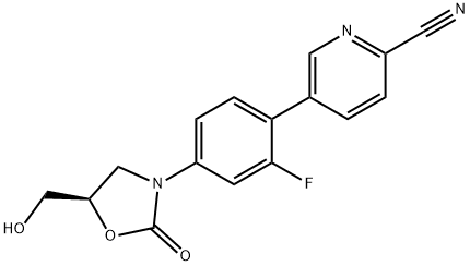 (R)-5-(2-fluoro-4-(5-(hydroxymethyl)-2-oxooxazolidin-3-yl) phenyl)picolinonitrile Structure