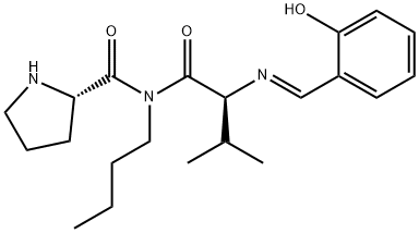 (S)-N-Butyl-1-[(S)-2-((E)-2-hydroxybenzylideneamino)-3-methylbutanoyl]pyrrolidine-2-carboxamide Struktur