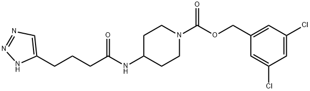 3,5-dichlorobenzyl 4-(4-(1H-1,2,3-triazol-4-yl)butanamido)piperidine-1-carboxylate Structure