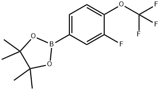 2-(3-fluoro-4-(trifluoromethoxy)phenyl)-4,4,5,5-tetramethyl-1,3,2-dioxaborolane 化学構造式