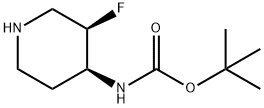 叔-丁基 N-[(3R,4S)-3-氟哌啶-4-基]氨基甲酯 结构式