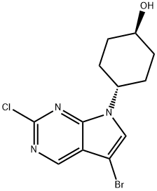 trans-4-{5-bromo-2-chloro-7H-pyrrolo[2,3-d]pyrimidin-7-yl}cyclohexan-1-ol Struktur
