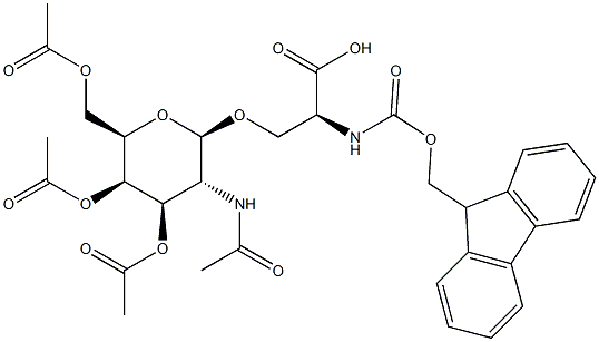 N-[(9H-Fluoren-9-ylmethoxy)carbonyl]-O-[3,4,6-tri-O-acetyl-2-(acetylamino)-2-deoxy-beta-D-galactopyranosyl]-L-serine Structure