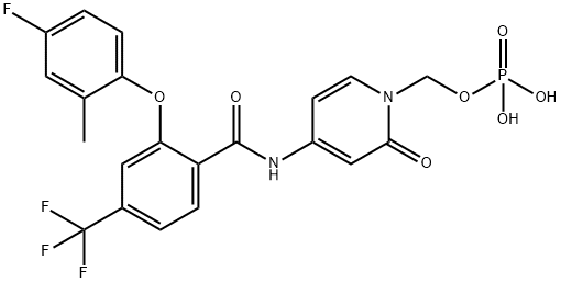 N-[1,2-二氢-2-氧代-1-[(膦酰氧基)甲基]-4-吡啶基]-2-(4-氟-2-甲基苯氧基)-4-(三氟甲基)苯甲酰胺,1793080-72-4,结构式