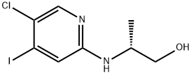 (R)-2-((5-クロロ-4-ヨードピリジン-2-イル)アミノ)プロパン-1-オール 化学構造式
