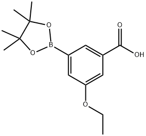 3-エトキシ-5-(テトラメチル-1,3,2-ジオキサボロラン-2-イル)安息香酸 化学構造式