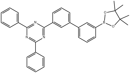 1,3,5-Triazine, 2,4-diphenyl-6-[3'-(4,4,5,5-tetramethyl-1,3,2-dioxaborolan-2-yl)[1,1'-biphenyl]-3-yl]- 化学構造式