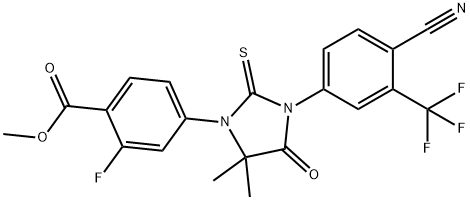 4-[3-[4-Cyano-3-(trifluoromethyl)phenyl]-5,5-dimethyl-4-oxo-2-thioxo-1-imidazolidinyl]-2-fluorobenzoic acid methyl ester, 1802242-43-8, 结构式