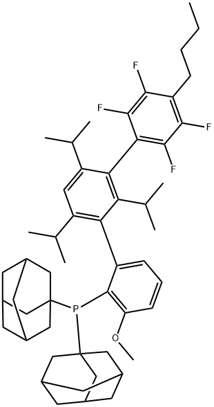 [4''-丁基-2'',3'',5'',6''-四氟-3-甲氧基-2',4',6'-三异丙基[1,1':3',1''-三联苯]-2-基]二(金刚烷-1-基)膦,1805783-60-1,结构式